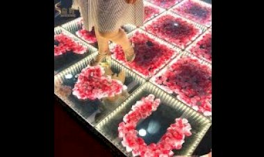 3D LED Glass Flower Floor Decoration +91 81225 40589 | Wedding Marriage Reception India